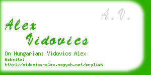 alex vidovics business card